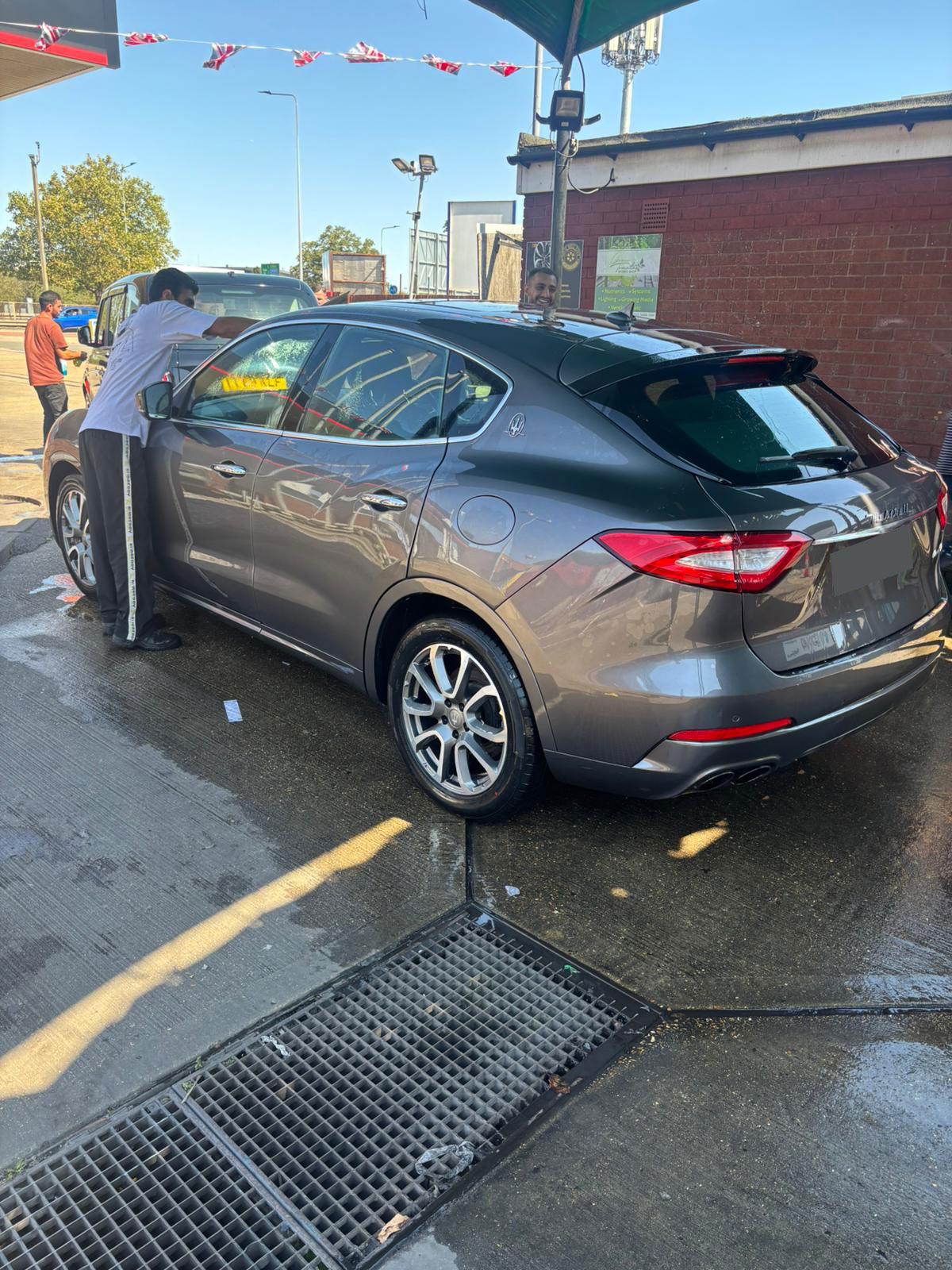 Maserati Levante at car wash, ready to go