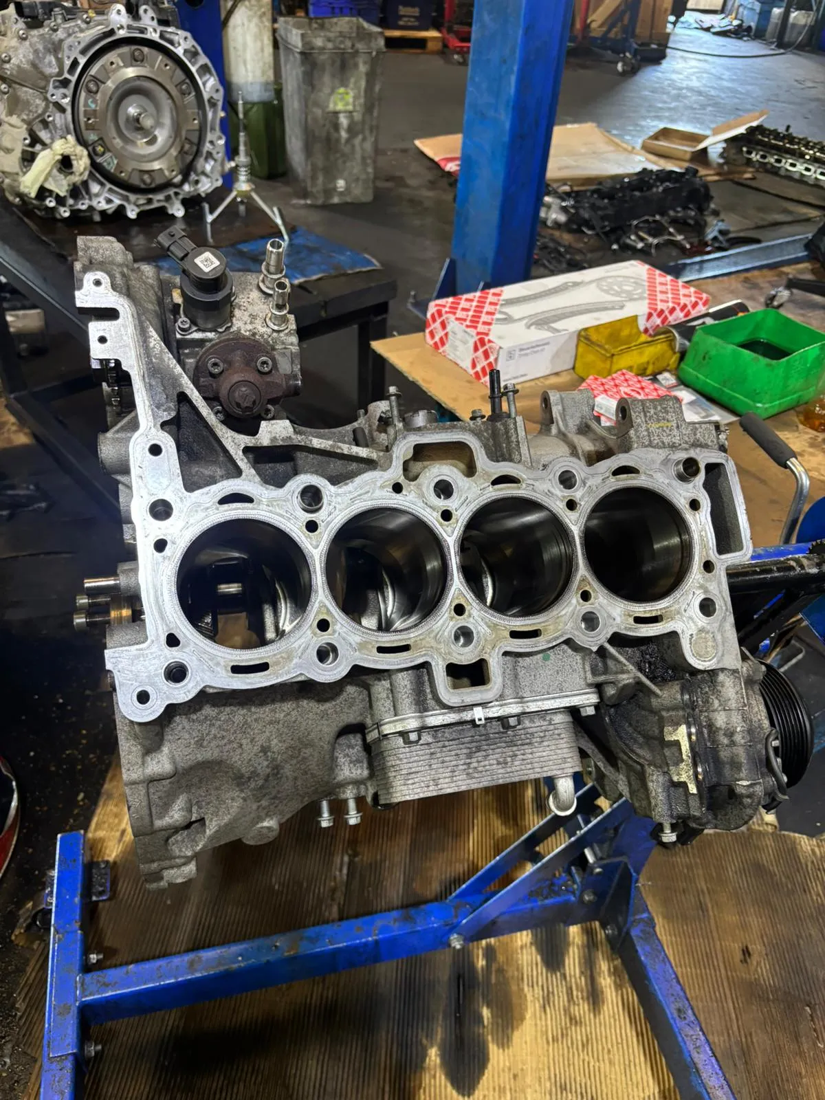 Range Rover engine block stripped and prepared for rebuild