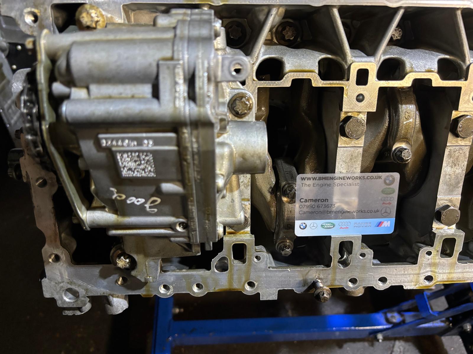 Oil pump drive area close-up