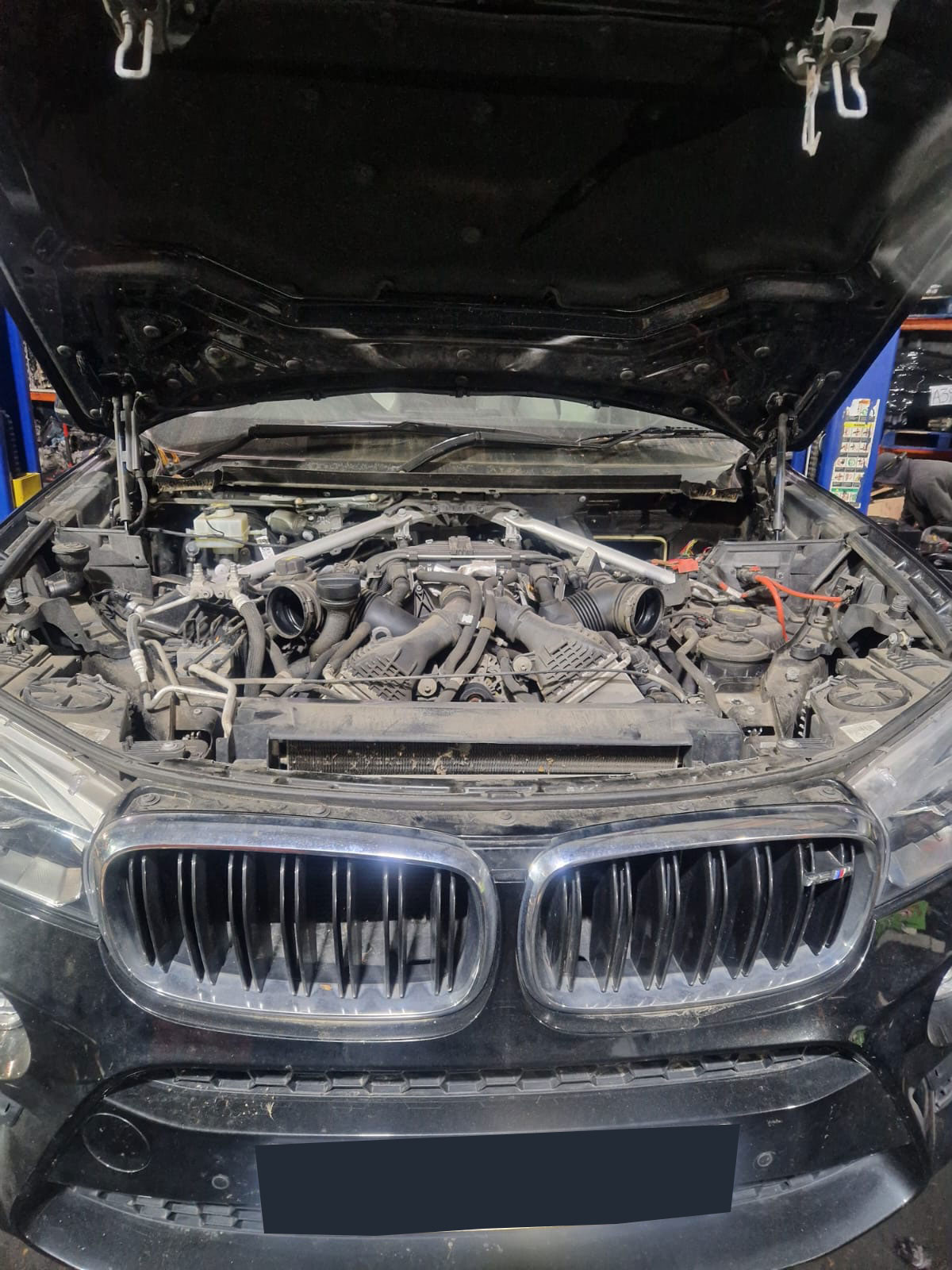 Engine bay, cover removed