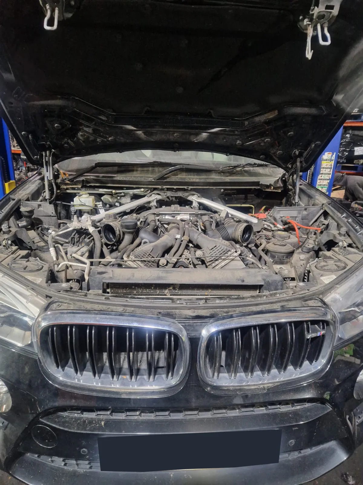 Engine bay, cover removed