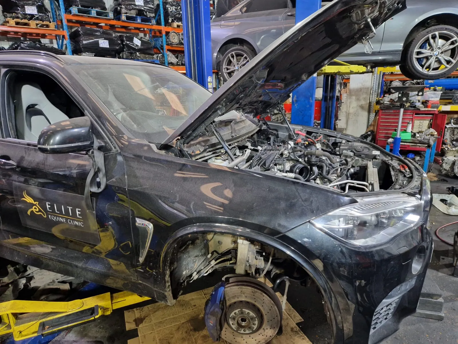 X5 M engine cover installed.