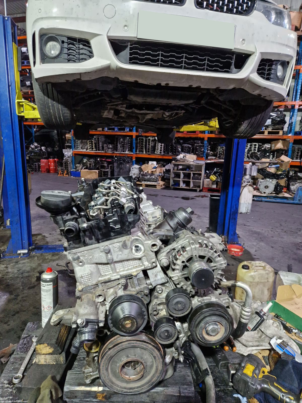 BMW N47 engine front pulleys and alternator