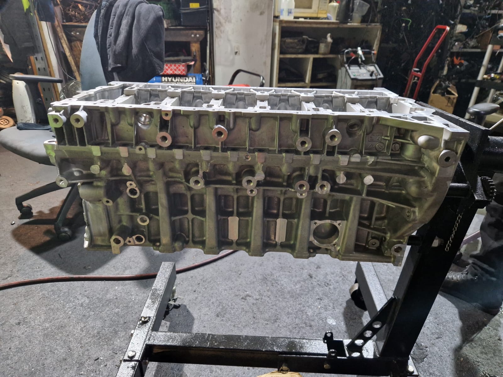 Stripped BMW aluminum engine block.